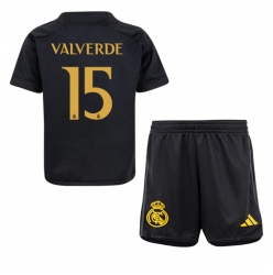 Fotbollsset Barn Real Madrid Federico Valverde #15 Tredje Tröja 2023-24 Mini-Kit Kortärmad (+ korta byxor)
