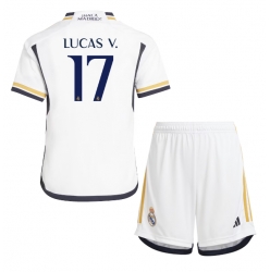 Fotbollsset Barn Real Madrid Lucas Vazquez #17 Hemmatröja 2023-24 Mini-Kit Kortärmad (+ korta byxor)