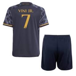 Fotbollsset Barn Real Madrid Vinicius Junior #7 Bortatröja 2023-24 Mini-Kit Kortärmad (+ korta byxor)