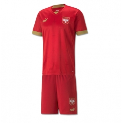 Fotbollsset Barn Serbien Hemmatröja VM 2022 Mini-Kit Kortärmad (+ korta byxor)