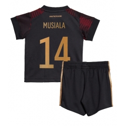 Fotbollsset Barn Tyskland Jamal Musiala #14 Bortatröja VM 2022 Mini-Kit Kortärmad (+ korta byxor)