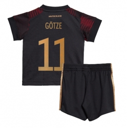 Fotbollsset Barn Tyskland Mario Gotze #11 Bortatröja VM 2022 Mini-Kit Kortärmad (+ korta byxor)