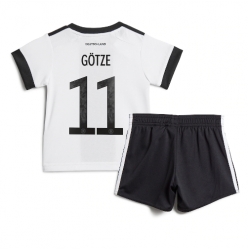 Fotbollsset Barn Tyskland Mario Gotze #11 Hemmatröja VM 2022 Mini-Kit Kortärmad (+ korta byxor)