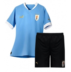 Fotbollsset Barn Uruguay Hemmatröja VM 2022 Mini-Kit Kortärmad (+ korta byxor)