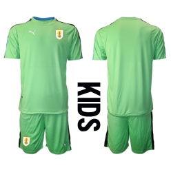 Fotbollsset Barn Uruguay Målvakt Hemmatröja VM 2022 Mini-Kit Kortärmad (+ korta byxor)