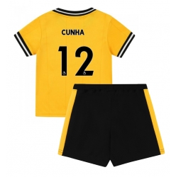 Fotbollsset Barn Wolves Matheus Cunha #12 Hemmatröja 2023-24 Mini-Kit Kortärmad (+ korta byxor)