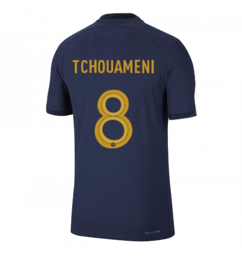 Frankrike Aurelien Tchouameni #8 Hemmatröja VM 2022 Kortärmad