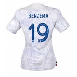 Frankrike Karim Benzema #19 Bortatröja VM 2022 Dam Kortärmad