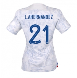 Frankrike Lucas Hernandez #21 Bortatröja VM 2022 Dam Kortärmad