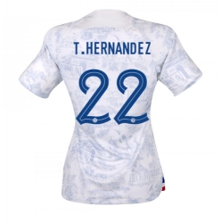 Frankrike Theo Hernandez #22 Bortatröja VM 2022 Dam Kortärmad